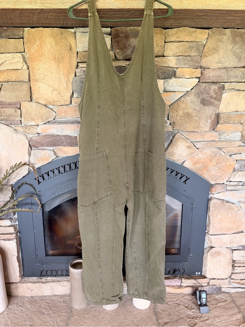 We The Free Olive Green Denim High Roller Utility Overalls/ Onesie